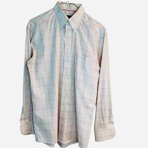 ETON BEIGE PLAID BUTTON DOWN DRESS SHIRT MENS SIZE 39 15 1/2